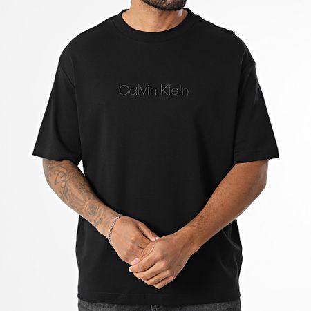 Calvin Klein - Tee Shirt Oversize Large Rojo Fashion Logo 206G Negro