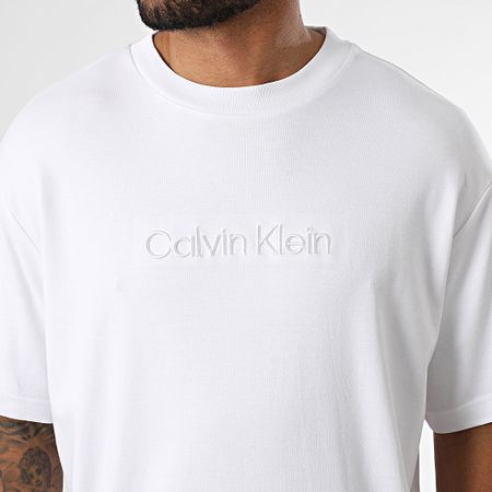 Calvin Klein - Tee Shirt Oversize Large Rojo Fashion Logo 206G Blanco
