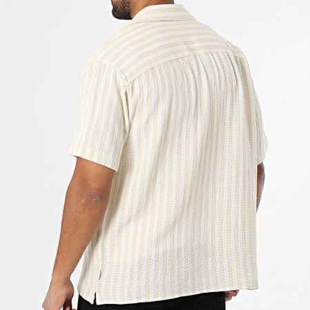 Jack And Jones - Coba Stripe Resort Camisa Manga Corta Beige Blanco