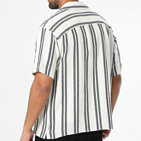 Jack And Jones - Coba Stripe Resort Beige Azul Marino Camisa Manga Corta