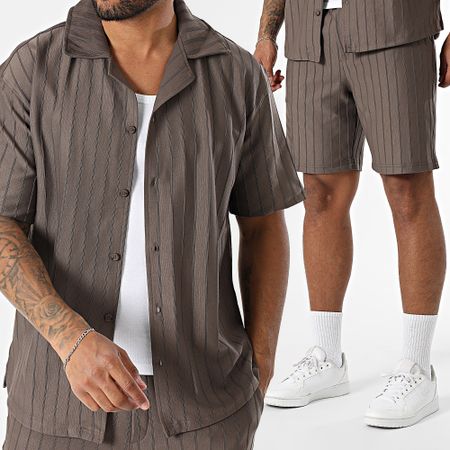 Mackten - Conjunto de camisa de manga corta y pantalón corto 131 Gris marengo