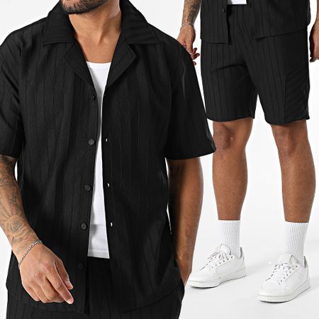 Mackten - Conjunto de camisa de manga corta y pantalón corto 131 Negro
