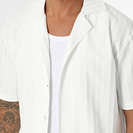 Mackten - Conjunto de camisa de manga corta y pantalón a rayas 139 Blanco