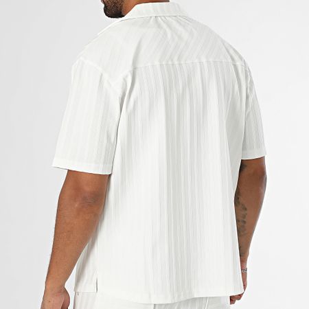 Mackten - Conjunto de camisa de manga corta y pantalón a rayas 139 Blanco