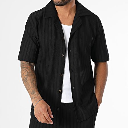 Mackten - Conjunto de camisa de manga corta y pantalón a rayas 139 Negro
