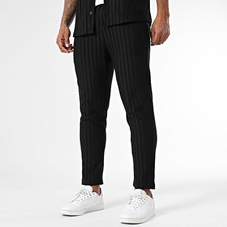 Mackten - Conjunto de camisa de manga corta y pantalón a rayas 139 Negro
