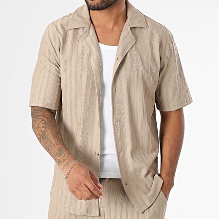 Mackten - Camisa de manga corta y pantalón de rayas 139 Beige
