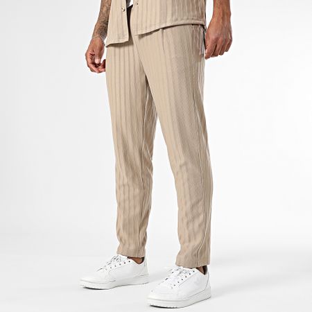 Mackten - Camisa de manga corta y pantalón de rayas 139 Beige