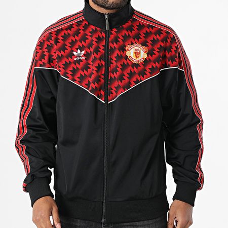 Adidas Performance - Manchester United Striped Zip Jacket JF0373 Negro Rojo