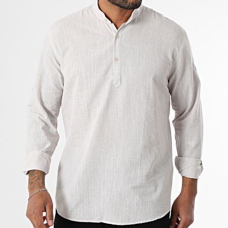 Armita - 808 Camisa Regular Fit Manga Larga Beige Chiné