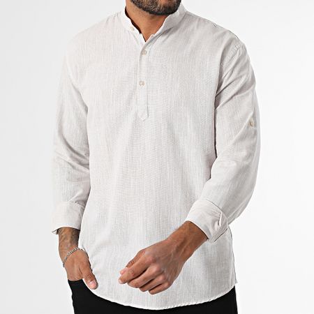 Armita - 808 Camisa Regular Fit Manga Larga Beige Chiné