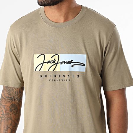 Jack And Jones - Frederiksberg Box Script Tee Shirt Caqui Verde