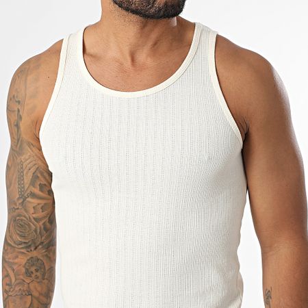 Jack And Jones - Camiseta de tirantes de canalé beige Acapulco