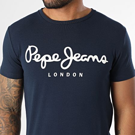 Pepe Jeans - Camiseta elástica original PM508210 Azul marino