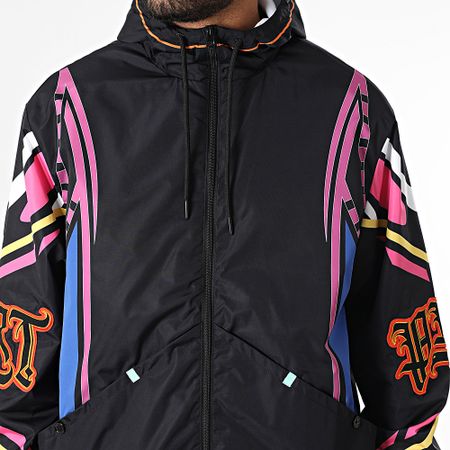 PRT - Conjunto de chaqueta con capucha y cremallera y pantalón cargo negro Rebel
