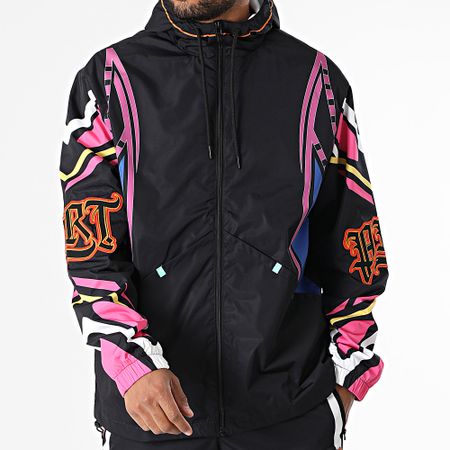 PRT - Conjunto de chaqueta con capucha y cremallera y pantalón cargo negro Rebel