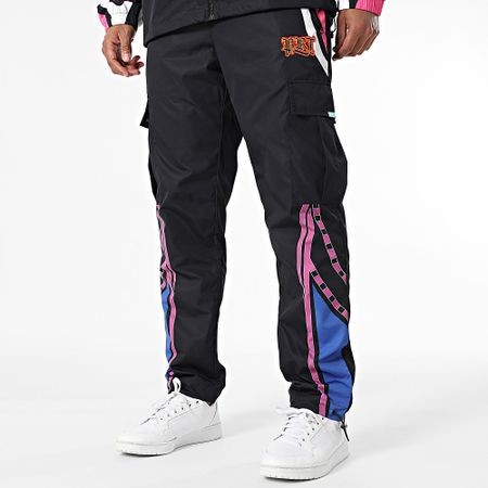 PRT - Conjunto de chaqueta con capucha y cremallera y pantalón cargo negro Rebel