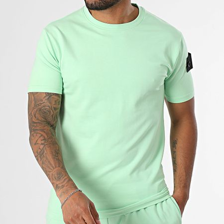 Black Industry - Conjunto de camiseta y pantalón corto 009 Verde claro