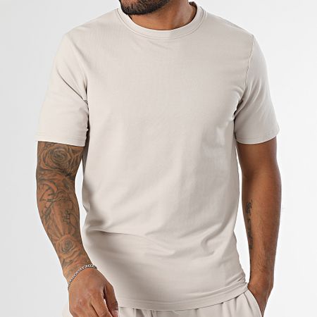 Black Industry - Conjunto de camiseta oversize y pantalón corto de jogging beige