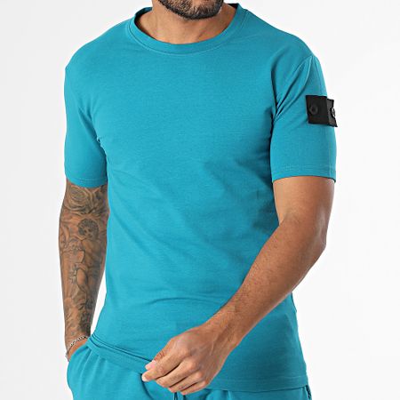 Black Industry - Conjunto de camiseta y pantalón corto azul petróleo 009