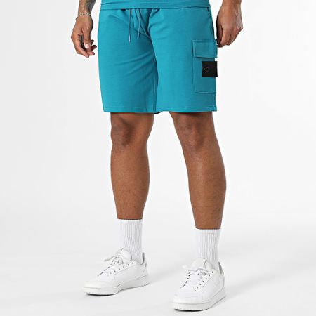 Black Industry - Conjunto de camiseta y pantalón corto azul petróleo 009