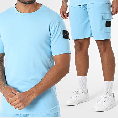Black Industry - Conjunto de camiseta y pantalón corto 009 azul claro