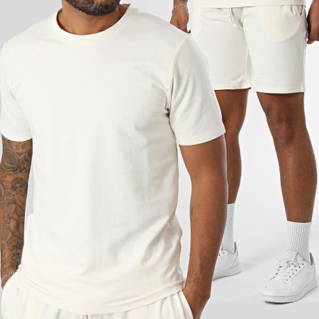 Black Industry - Conjunto de camiseta oversize y pantalón corto de jogging beige claro