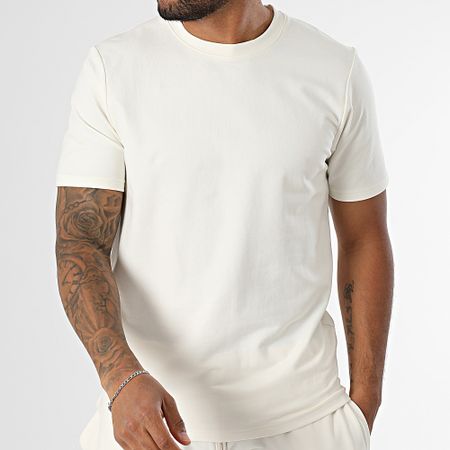 Black Industry - Conjunto de camiseta oversize y pantalón corto de jogging beige claro