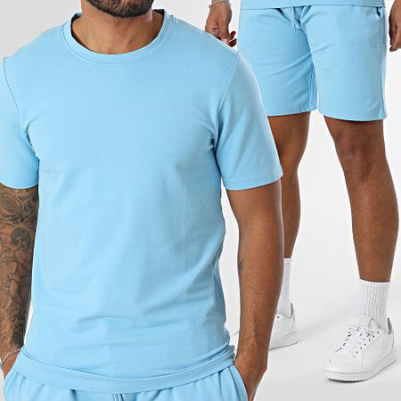 Black Industry - Conjunto de camiseta oversize y pantalón corto azul claro