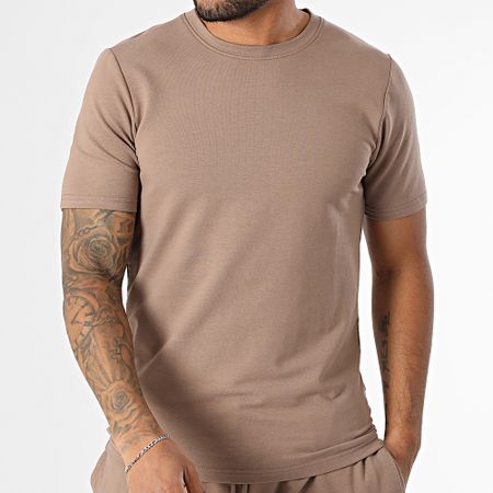 Black Industry - Conjunto de camiseta oversize y pantalón corto de jogging marrón