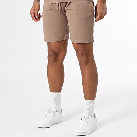 Black Industry - Conjunto de camiseta oversize y pantalón corto de jogging marrón