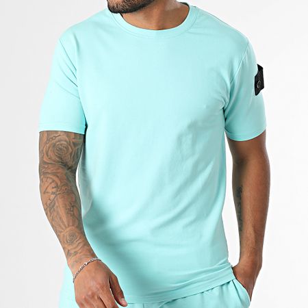 Black Industry - Conjunto de camiseta turquesa y pantalón corto 009