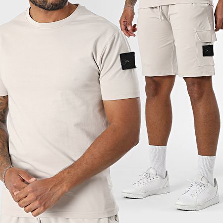 Black Industry - 009 Conjunto de camiseta y pantalón corto beige