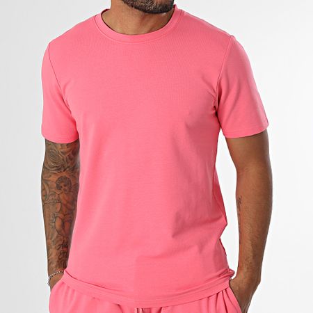 Black Industry - Conjunto de camiseta oversize y pantalón corto de jogging rosa