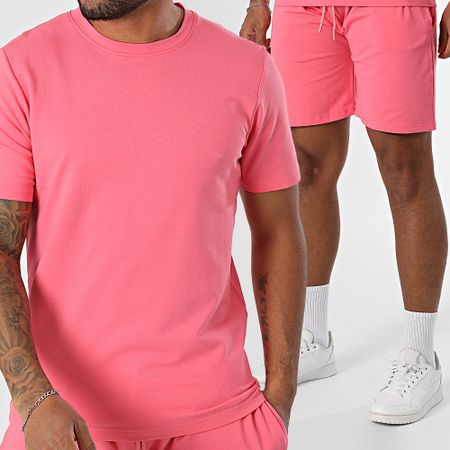 Black Industry - Conjunto de camiseta oversize y pantalón corto de jogging rosa