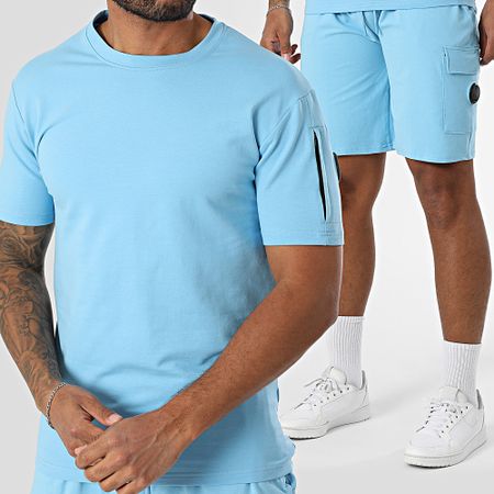 Black Industry - Conjunto de camiseta oversize y pantalón corto azul claro