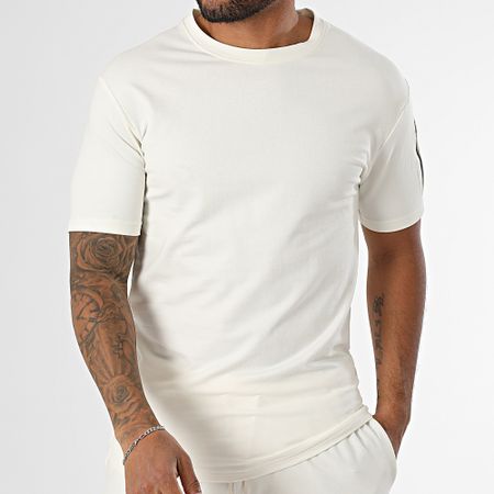 Black Industry - Conjunto de camiseta oversize y pantalón corto de jogging beige claro