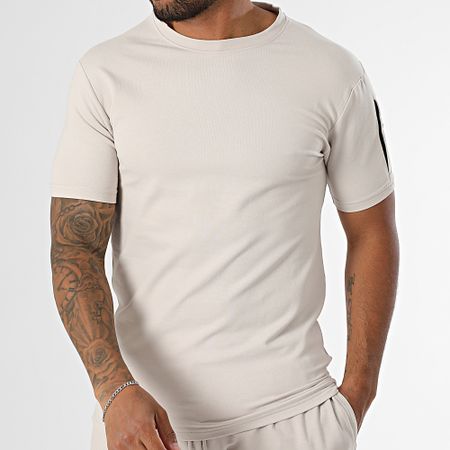 Black Industry - Conjunto de camiseta oversize y pantalón corto de jogging beige