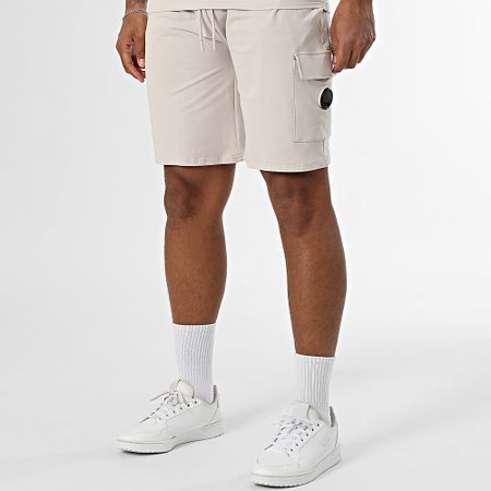 Black Industry - Conjunto de camiseta oversize y pantalón corto de jogging beige