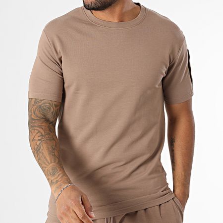 Black Industry - Conjunto de camiseta oversize y pantalón corto de jogging marrón