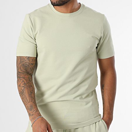 Black Industry - Conjunto de camiseta oversize y pantalón corto verde caqui claro