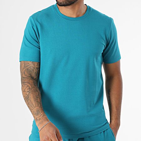 Black Industry - Conjunto de camiseta oversize y pantalón corto azul petróleo