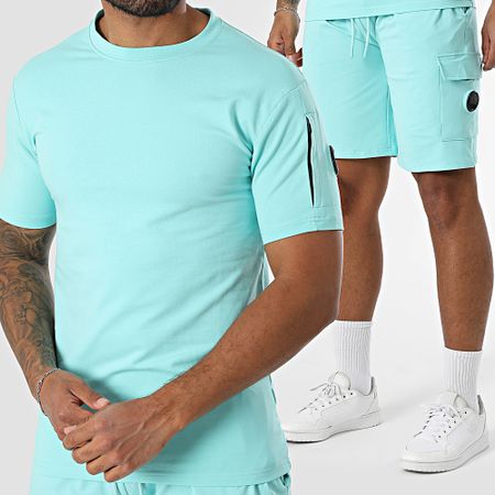 Black Industry - Conjunto de camiseta oversize turquesa y pantalón corto de jogging