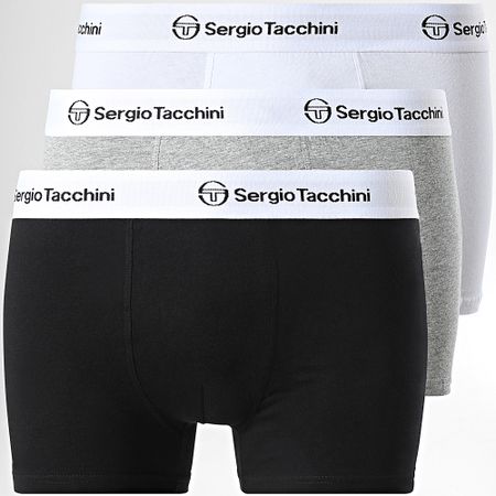 Sergio Tacchini - Juego de 3 calzoncillos bóxer 92892630 Negro Gris Heather Blanco
