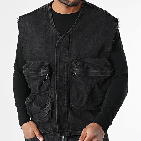 Uniplay - 69A Chaleco vaquero negro sin mangas