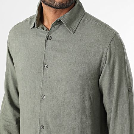 Classic Series - Camisa Manga Larga Lino Caqui Verde