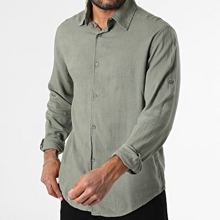 Classic Series - Camisa Manga Larga Lino Caqui Verde