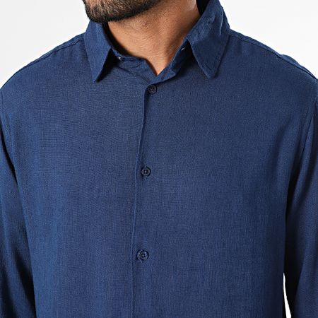 Classic Series - Camisa de manga larga Lino azul marino