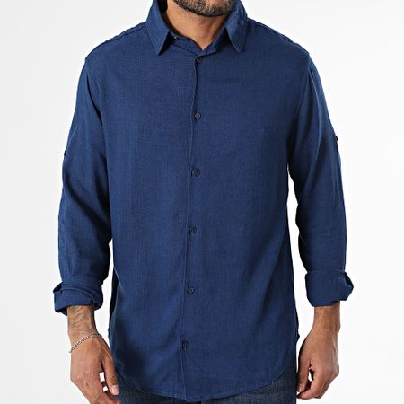 Classic Series - Camisa de manga larga Lino azul marino