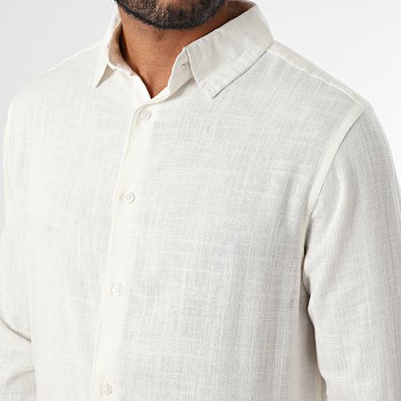 Classic Series - Camisa Lino Manga Larga Beige Claro